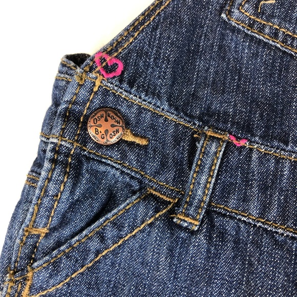 OSHKOSH Baby Denim Vestback Overalls Embroidered Hot Pink Hearts (9 Months) - Picture 4 of 6
